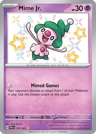 Mime Jr. - 157/091 — SV: Paldean Fates Pokémon TCG card by Saya Tsuruta