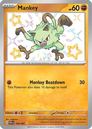 Mankey - 169/091 — SV: Paldean Fates Pokémon TCG card by nagimiso
