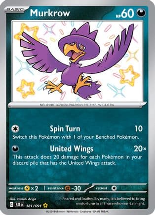 Murkrow — SV: Paldean Fates Pokémon TCG card by Hitoshi Ariga