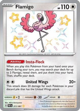 Flamigo — SV: Paldean Fates Pokémon TCG card by Akira Komayama