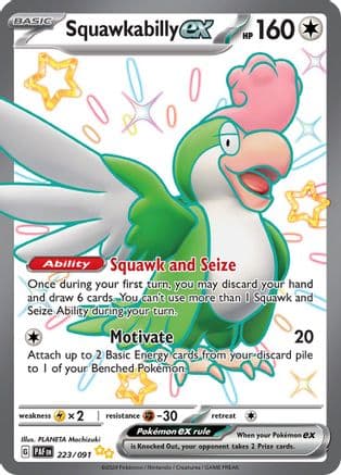 Squawkabilly ex - 223/091 — SV: Paldean Fates Pokémon TCG card by PLANETA Mochizuki