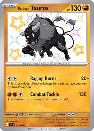 Paldean Tauros - 172/091 — SV: Paldean Fates Pokémon TCG card by nagimiso