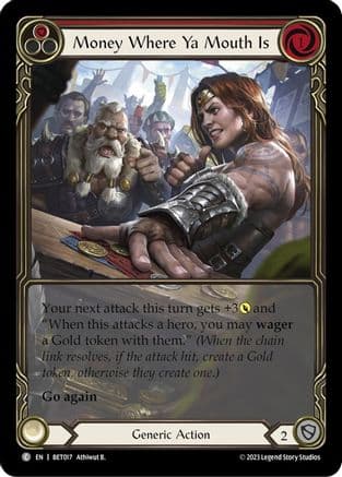 Money Where Ya Mouth Is (Red) — Blitz Deck: Heavy Hitters - Betsy Flesh and Blood card by Athiwut B.