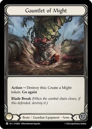 Gauntlet of Might — Blitz Deck: Heavy Hitters - Kayo Flesh and Blood card by Alifka Hammam Nugroho