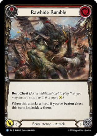 Rawhide Rumble (Red) — Blitz Deck: Heavy Hitters - Rhinar Flesh and Blood card by Othon Nikolaidis