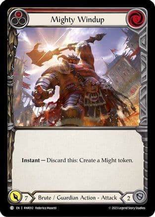 Mighty Windup (Red) — Blitz Deck: Heavy Hitters - Rhinar Flesh and Blood card by Federico Musetti