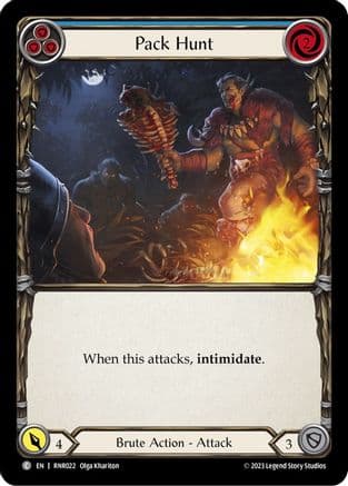Pack Hunt (Blue) — Blitz Deck: Heavy Hitters - Rhinar Flesh and Blood card by Olga Khariton