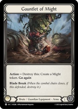 Gauntlet of Might — Blitz Deck: Heavy Hitters - Victor Flesh and Blood card by Alifka Hammam Nugroho