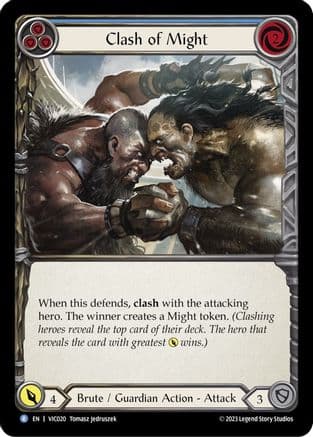 Clash of Might (Blue) — Blitz Deck: Heavy Hitters - Victor Flesh and Blood card by Tomasz Jedruszek