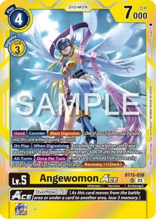 Angewomon ACE — Exceed Apocalypse Digimon Card Game card by Akiyoshi Hongō, Toei Animation, BANDAI MADE IN JAPAN