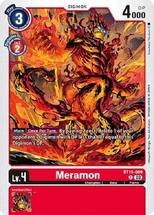Meramon — Exceed Apocalypse Digimon Card Game card by Akiyoshi Honga, Toi Animation, BANDAI MADE IN JAPAN