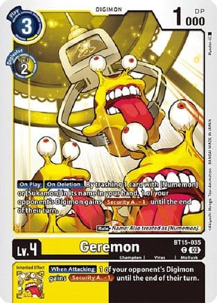 Geremon — Exceed Apocalypse Digimon Card Game card by Akiyoshi Hongo, Toei Animation, BANDAI MADE IN JAPAN