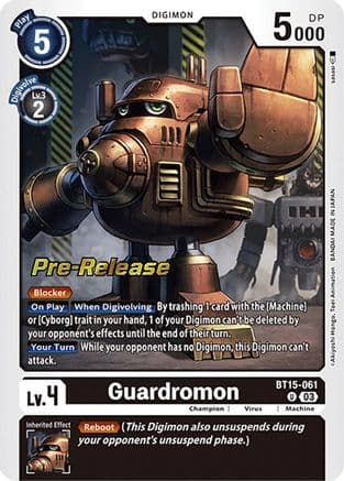 Guardromon — Exceed Apocalypse Pre-Release Cards Digimon Card Game card by Akiyoshi Honga, Toei Animation
