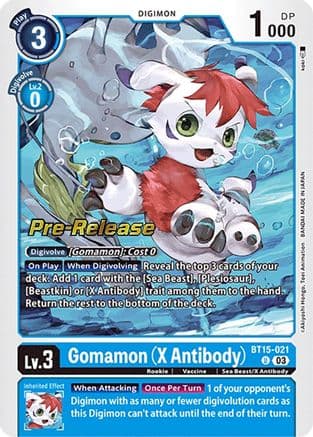 Gomamon (X Antibody) — Exceed Apocalypse Pre-Release Cards Digimon Card Game card by koki