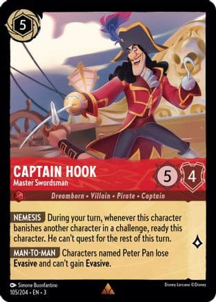 Captain Hook - Master Swordsman — Into the Inklands Disney Lorcana card by Simone Buonfantino