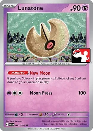 Lunatone - 092/197 — Prize Pack Series Cards