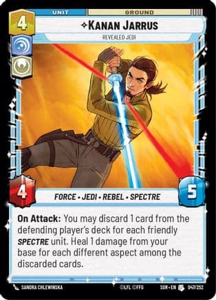Kanan Jarrus - Revealed Jedi — Spark of Rebellion Star Wars: Unlimited card by Sandra Chlewińska