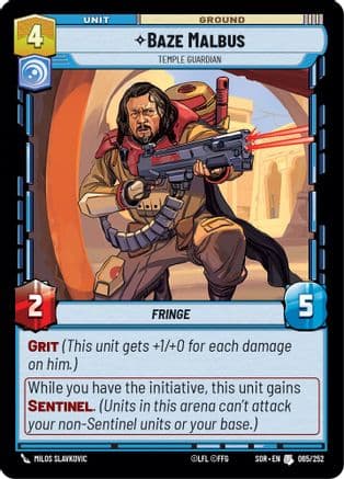 Baze Malbus - Temple Guardian — Spark of Rebellion Star Wars: Unlimited card by Milos Slavkovic