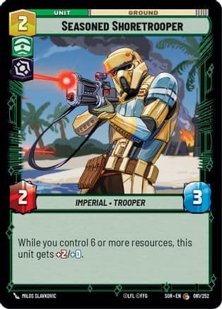 Seasoned Shoretrooper — Spark of Rebellion Star Wars: Unlimited card by Miles Slugocki