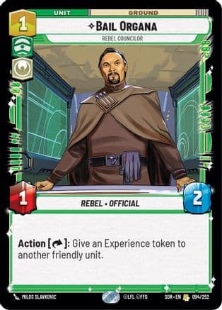 Bail Organa - Rebel Councilor — Spark of Rebellion Star Wars: Unlimited card by Milos Slavkovic