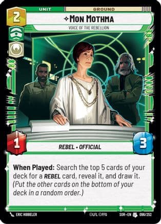Mon Mothma - Voice of the Rebellion — Spark of Rebellion Star Wars: Unlimited card by Eric Hibbeler