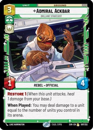 Admiral Ackbar - Brilliant Strategist — Spark of Rebellion Star Wars: Unlimited card by LUKE HARRINGTON