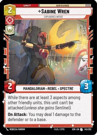 Sabine Wren - Explosives Artist — Spark of Rebellion Star Wars: Unlimited card by Kyle Petchock