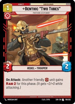 Benthic "Two Tubes" - Partisan Lieutenant — Spark of Rebellion Star Wars: Unlimited card by Omercan Cirit