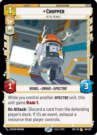 Chopper - Metal Menace — Spark of Rebellion Star Wars: Unlimited card by Arthur Mougne