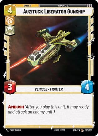 Auzituck Liberator Gunship — Spark of Rebellion Star Wars: Unlimited card by Mark Zhang