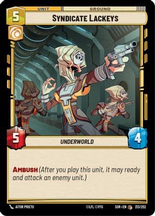 Syndicate Lackeys — Spark of Rebellion Star Wars: Unlimited card by Aitor Prieto