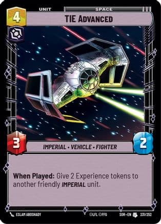 TIE Advanced — Spark of Rebellion Star Wars: Unlimited card by Eslam AboShady