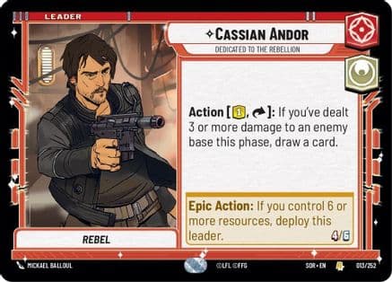 Cassian Andor - Dedicated to the Rebellion — Spark of Rebellion Star Wars: Unlimited card by Mickael Balloul