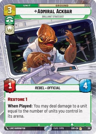 Admiral Ackbar - Brilliant Strategist (Hyperspace) — Spark of Rebellion Star Wars: Unlimited card by LUKE HARRINGTON