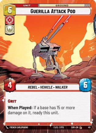 Guerilla Attack Pod (Hyperspace) — Spark of Rebellion Star Wars: Unlimited card by French Carlomagno