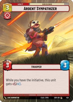 Ardent Sympathizer (Hyperspace) — Spark of Rebellion Star Wars: Unlimited card by LUKE ILDERTON