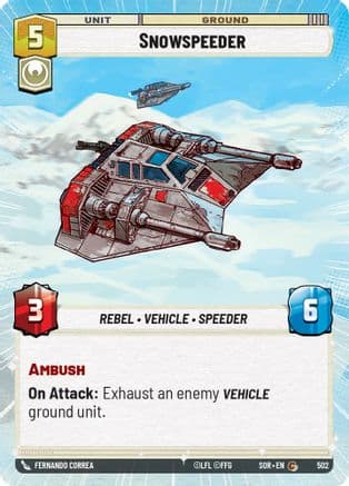 Snowspeeder (Hyperspace) — Spark of Rebellion Star Wars: Unlimited card by Fernando Correa