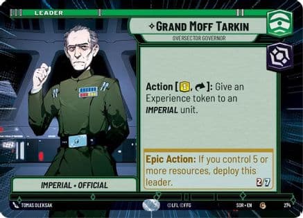 Grand Moff Tarkin - Oversector Governor (Hyperspace) — Spark of Rebellion Star Wars: Unlimited card by TOMÁS BILSÁK