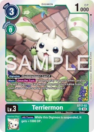 Terriermon — Starter Deck 17: Double Typhoon Advanced Deck Set Digimon Card Game card by Akiyoshi Hongo, Toei Animation