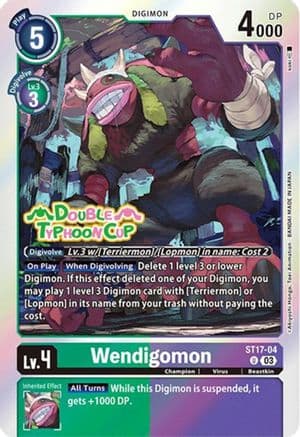 Wendigomon — Starter Deck 17: Double Typhoon Advanced Deck Set Pre-Release Cards Digimon Card Game card by Akiyoshi Honga, Toei Animation