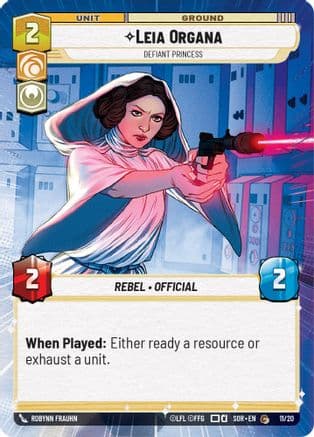 Leia Organa - Defiant Princess (Hyperspace) — Spark of Rebellion: Weekly Play Promos Star Wars: Unlimited card by ROBYNN FRAUHN