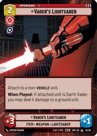 Vader's Lightsaber (Hyperspace) — Spark of Rebellion: Weekly Play Promos Star Wars: Unlimited card by Arthur Mougne