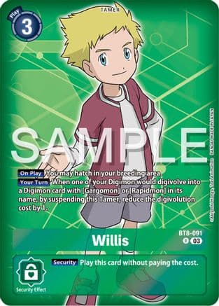 Willis (Reprint) — Starter Deck 17: Double Typhoon Advanced Deck Set Digimon Card Game card by Bandai made in Japan