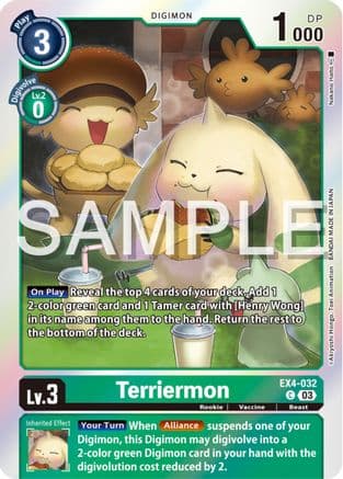 Terriermon (Reprint) — Starter Deck 17: Double Typhoon Advanced Deck Set Digimon Card Game card by Nakano Hamo