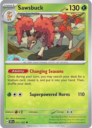 Sawsbuck - 017/162 — SV05: Temporal Forces Pokémon TCG card by Akira Komayama