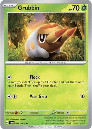 Grubbin — SV05: Temporal Forces Pokémon TCG card by Yuka Morii