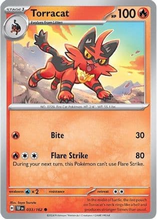 Torracat — SV05: Temporal Forces Pokémon TCG card by Saya Tsuruta