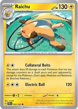 Raichu — SV05: Temporal Forces Pokémon TCG card by cochi8i