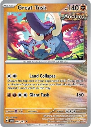 Great Tusk - 097/162 — SV05: Temporal Forces Pokémon TCG card by GIDORA
