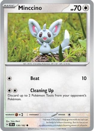 Minccino - 136/162 — SV05: Temporal Forces Pokémon TCG card by Yuka Morii